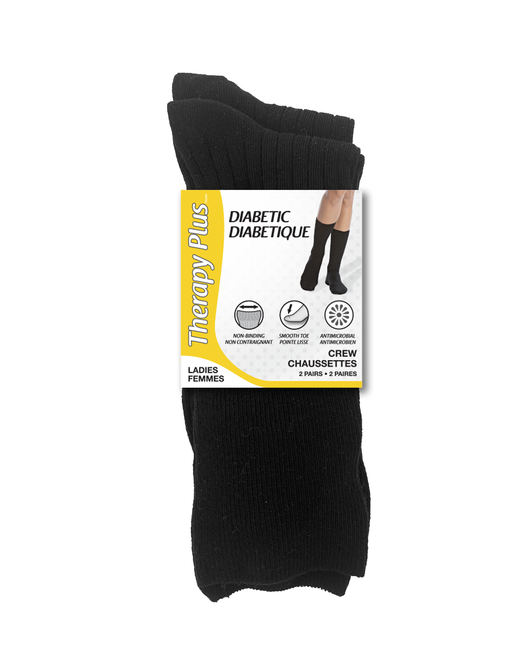 Therapy Plusᴹᴰ Diabétique Chaussettes côtelées habillées pour femme- 2 Paires