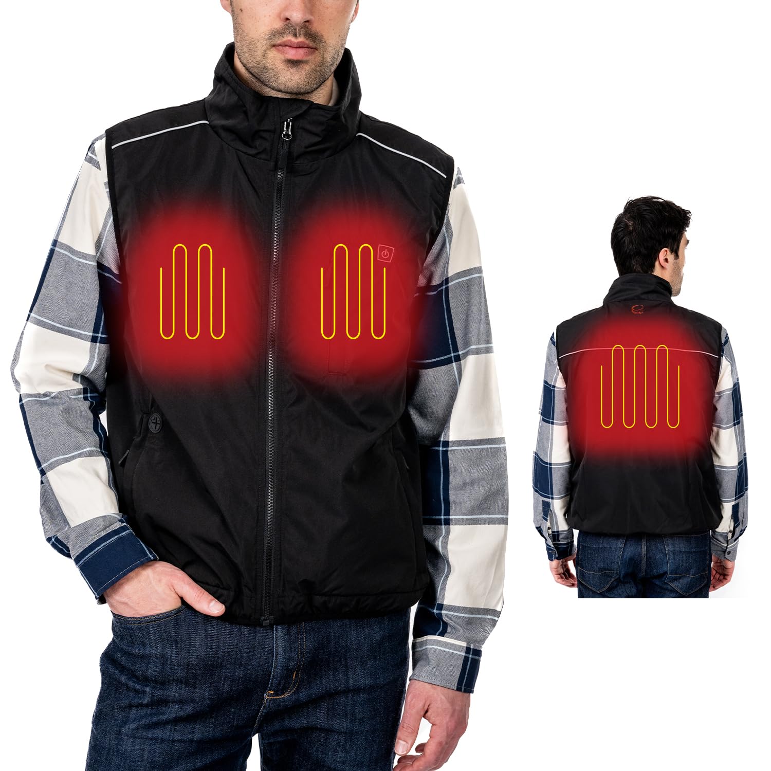 ENERGY TECHWEAR Unisex Heated Vest Liner with 3 Heat Modules Slim & Lightweight, with Power Bank, Bluetooth App & Short Circuit Protection, Breathable, Waterproof, Windproof & Washable