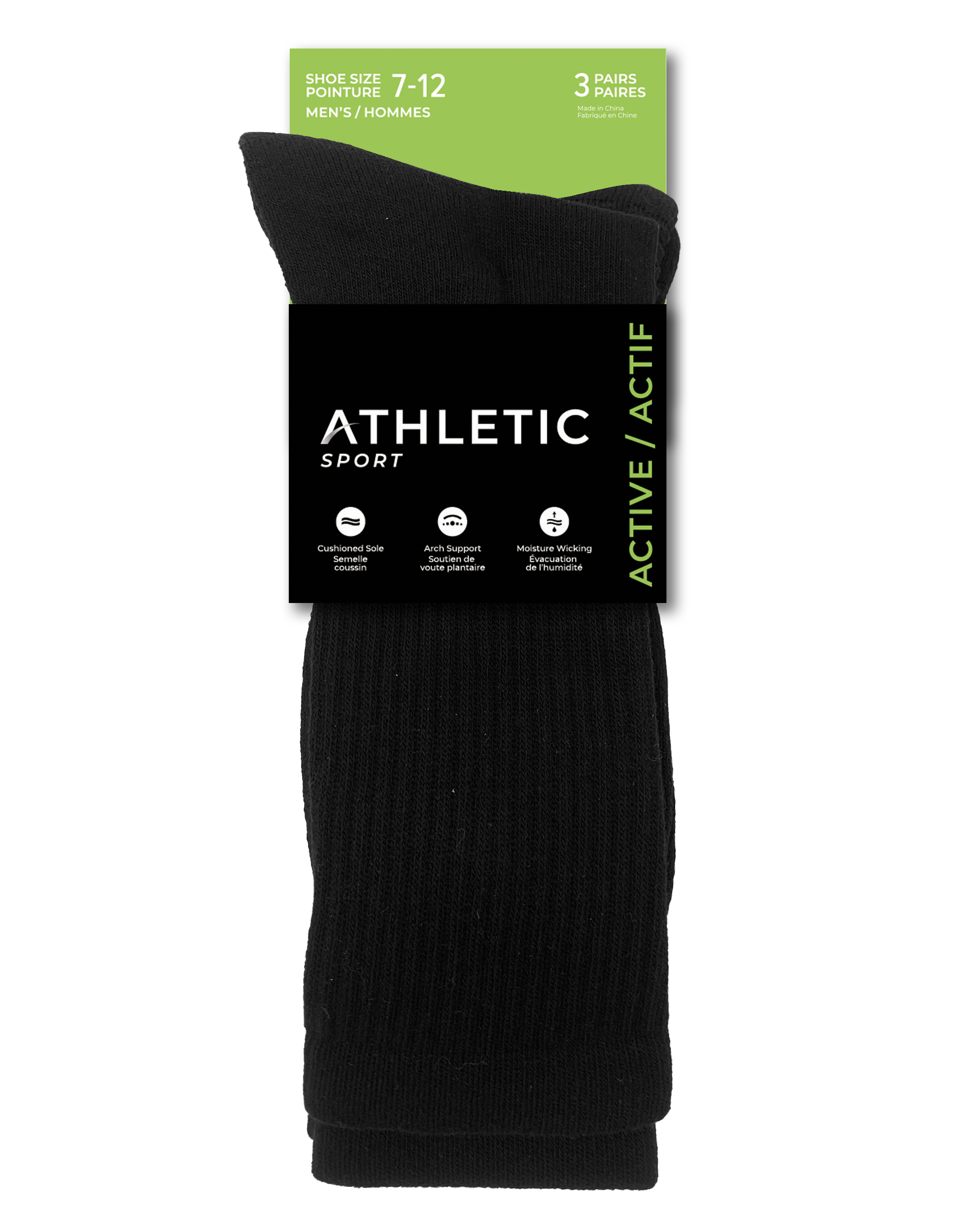 Athletic Sport Men half cushion crew - 3 Pairs