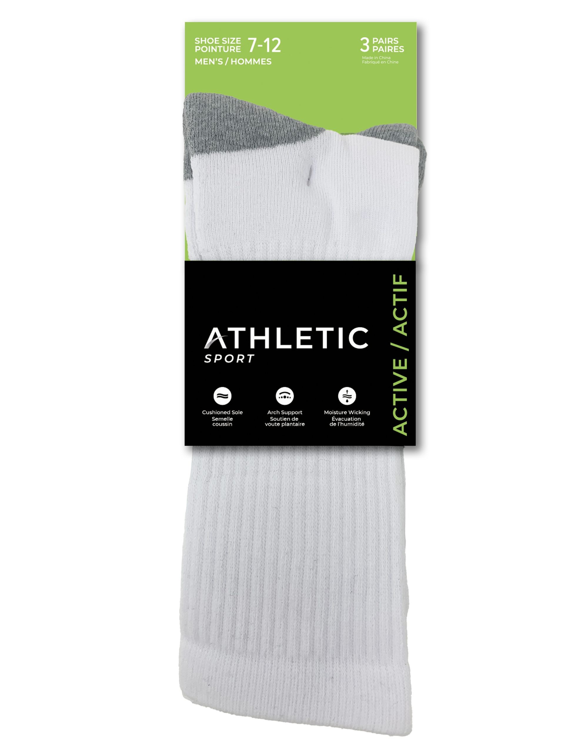 Athletic Sport Men half cushion crew - 3 Pairs