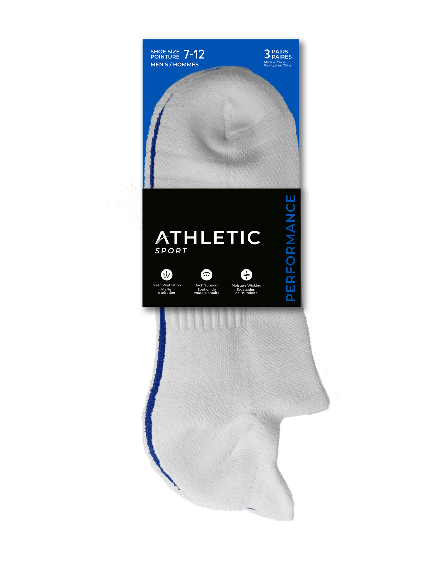 Athletic Sport Chaussettes invisibles sport homme - 3 paires