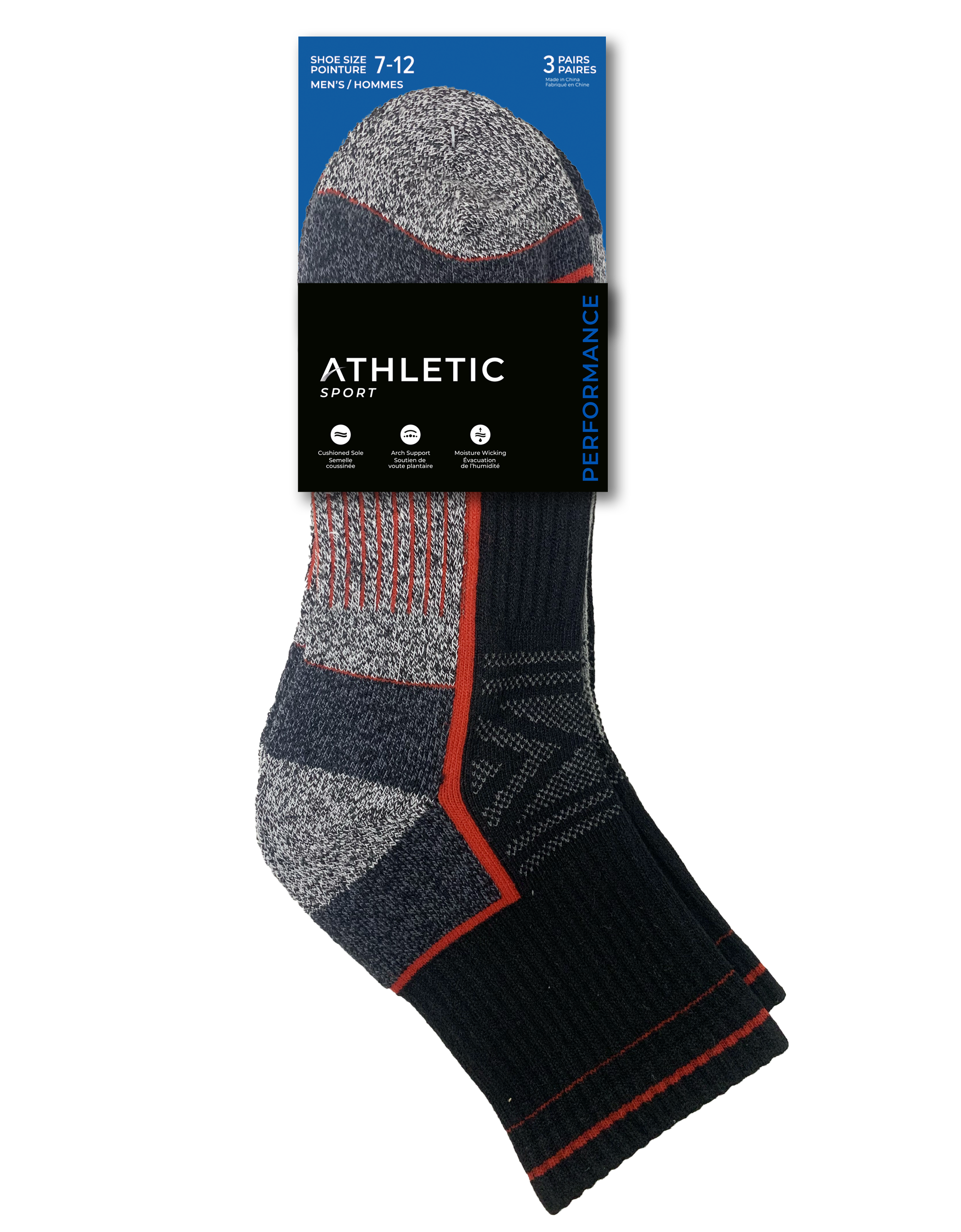 Athletic Sport Men Cushioned mid-crew - 3 Pairs