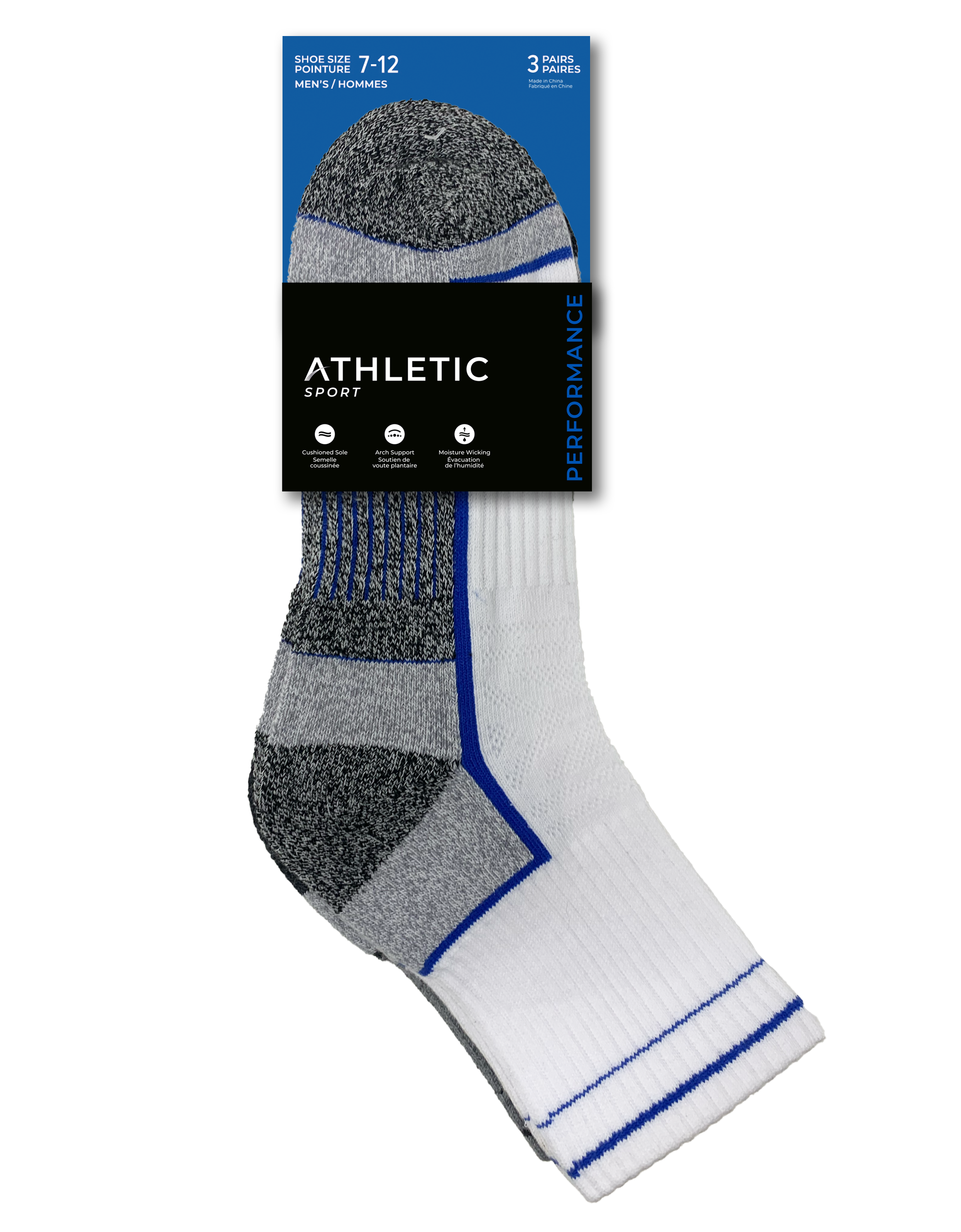 Athletic Sport Men Cushioned mid-crew - 3 Pairs