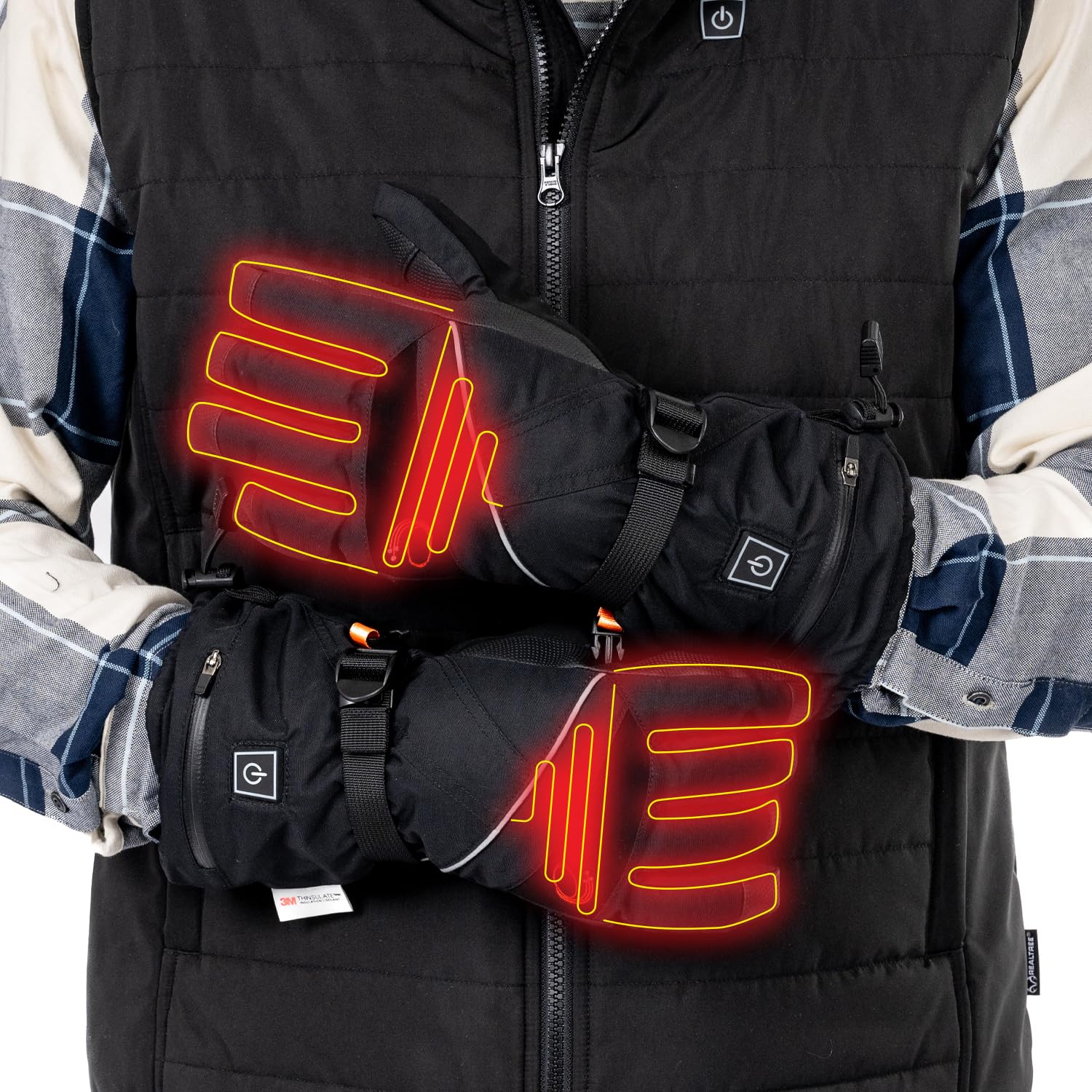 ENERGY TECHWEAR Heated Waterproof Gloves with 3 Heat Modules with Power Bank, Bluetooth App, Short Circuit Protection & Reflective Material, Combat Cold Weather, for Outdoor Activities