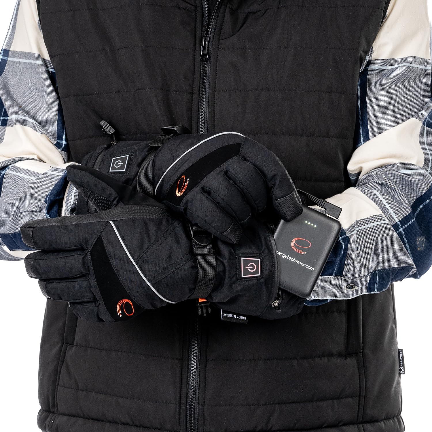 ENERGY TECHWEAR Heated Waterproof Gloves with 3 Heat Modules with Power Bank, Bluetooth App, Short Circuit Protection & Reflective Material, Combat Cold Weather, for Outdoor Activities