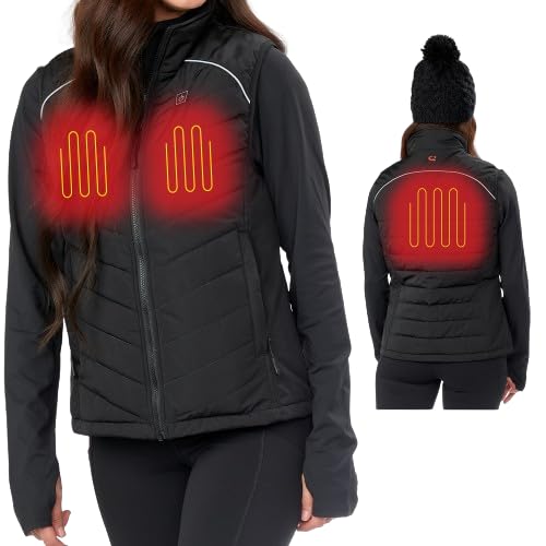 ENERGY TECHWEAR Ladies Heated Quilted Vest with 3 Heat Modules Slim & Lightweight, with Power Bank, Bluetooth App & Short Circuit Protection, Breathable, Waterproof, Windproof & Washable