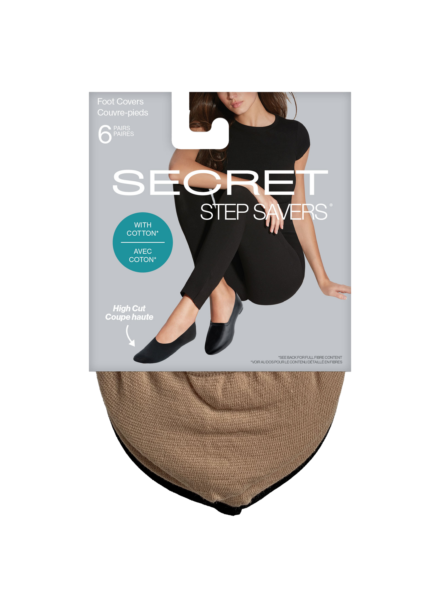 SECRET STEP SAVERS® High Cut Cotton Footcover - 6 Pairs
