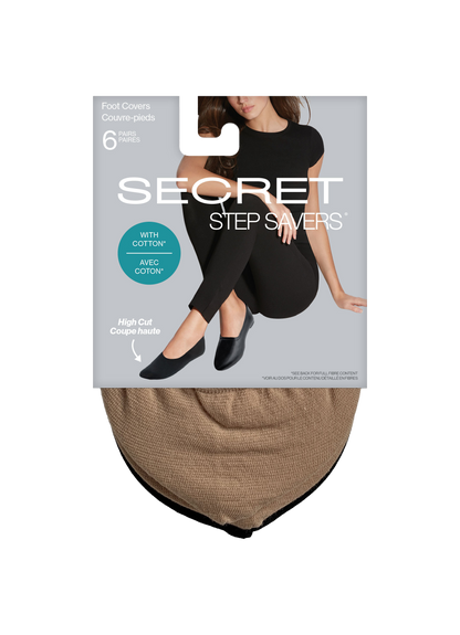 SECRET STEP SAVERS® High Cut Cotton Footcover - 6 Pairs