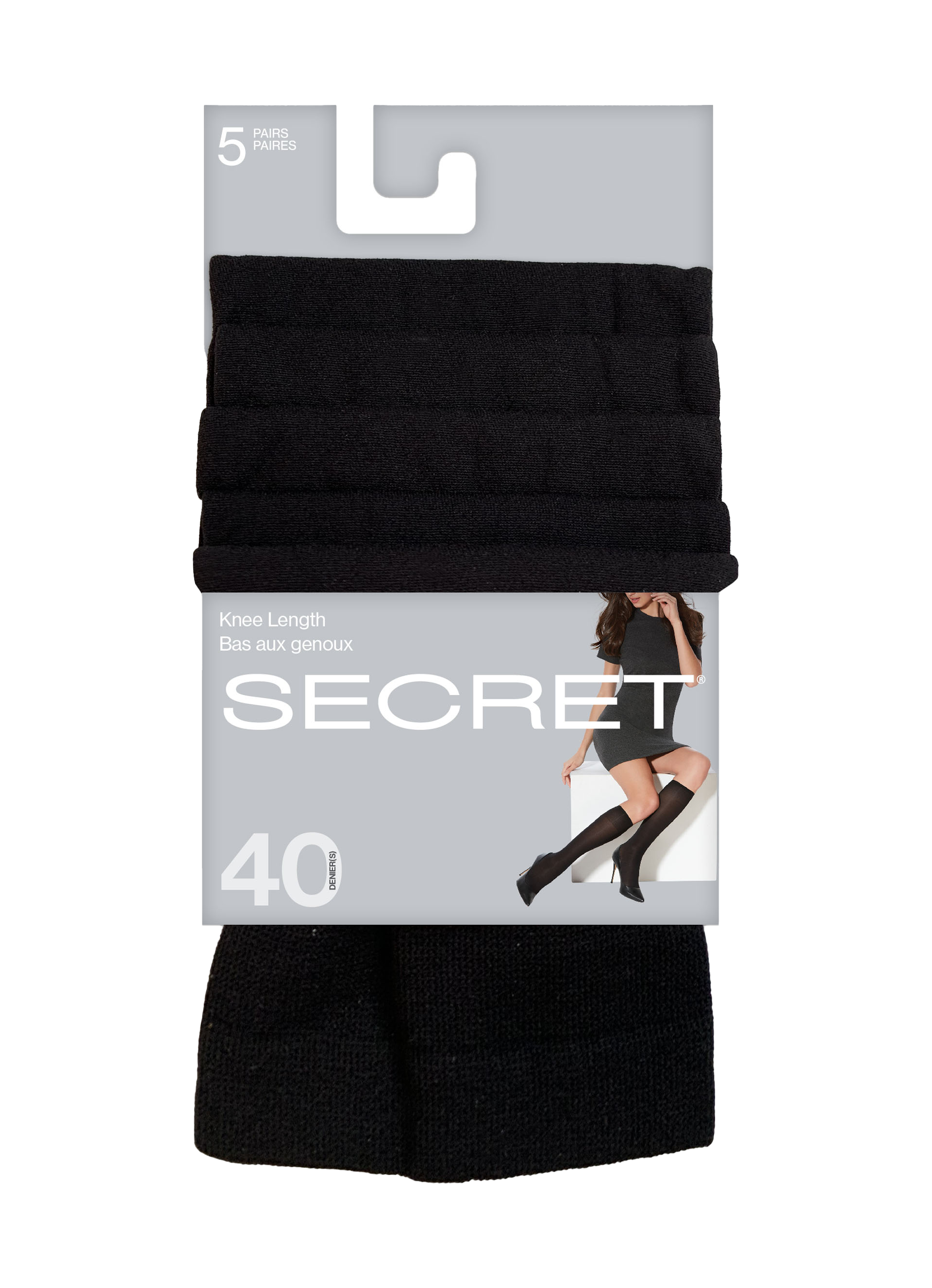 SECRET® Semi-Opaque Knee Length - 5 Pairs - 40 Denier