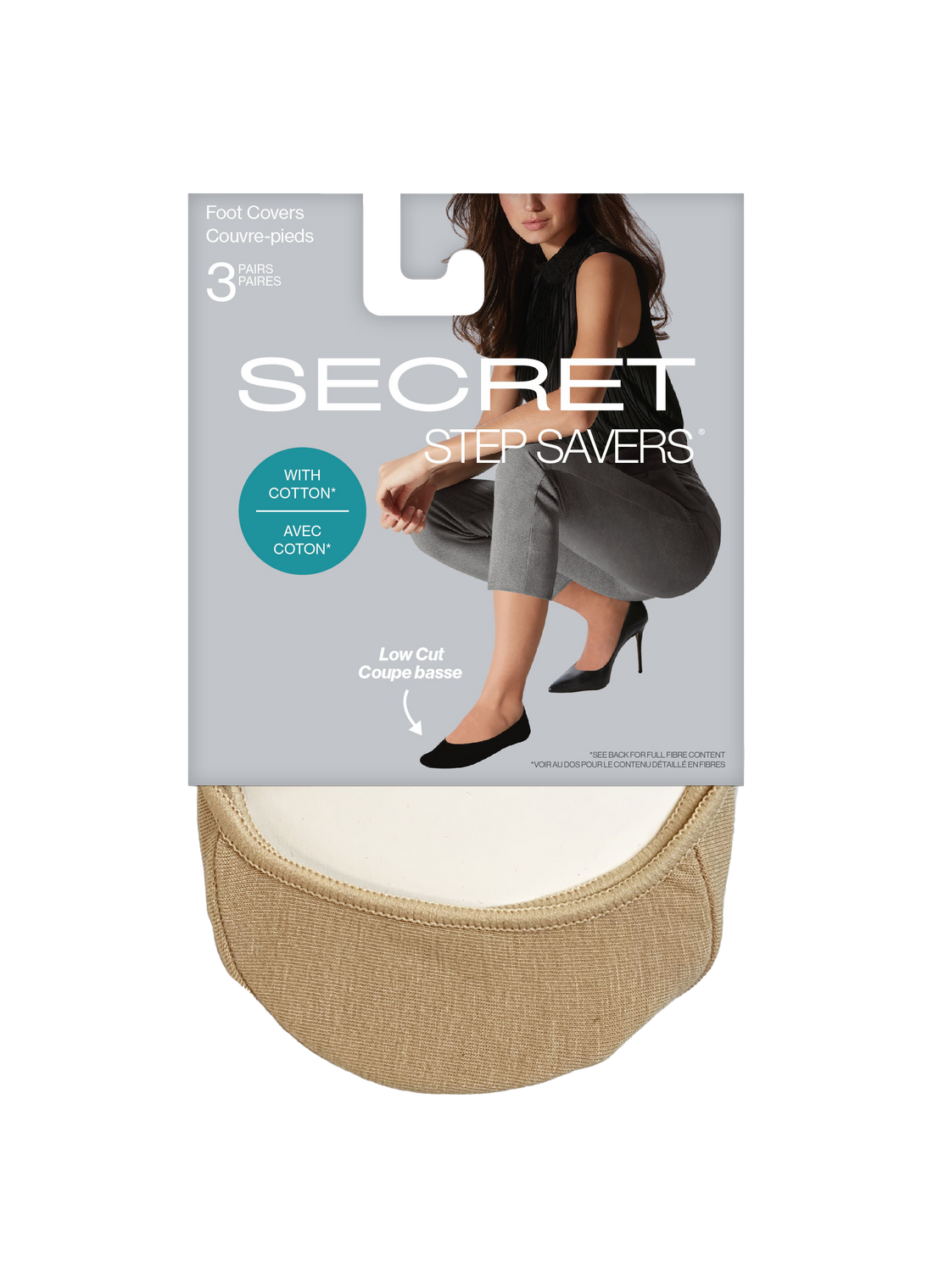 Couvre-pieds en coton coupe basse SECRET STEP SAVERS® - 3 paires