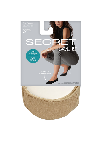 SECRET STEP SAVERS® Low Cut Cotton Footcover - 3 Pairs