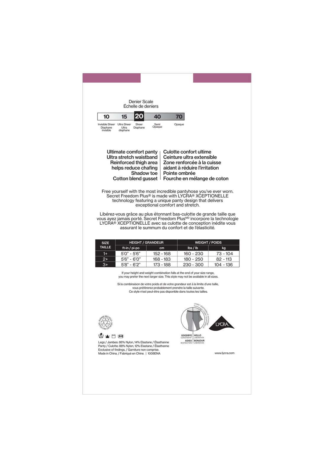 Culotte confort SECRET FREEDOM PLUS® ombre - 20 den