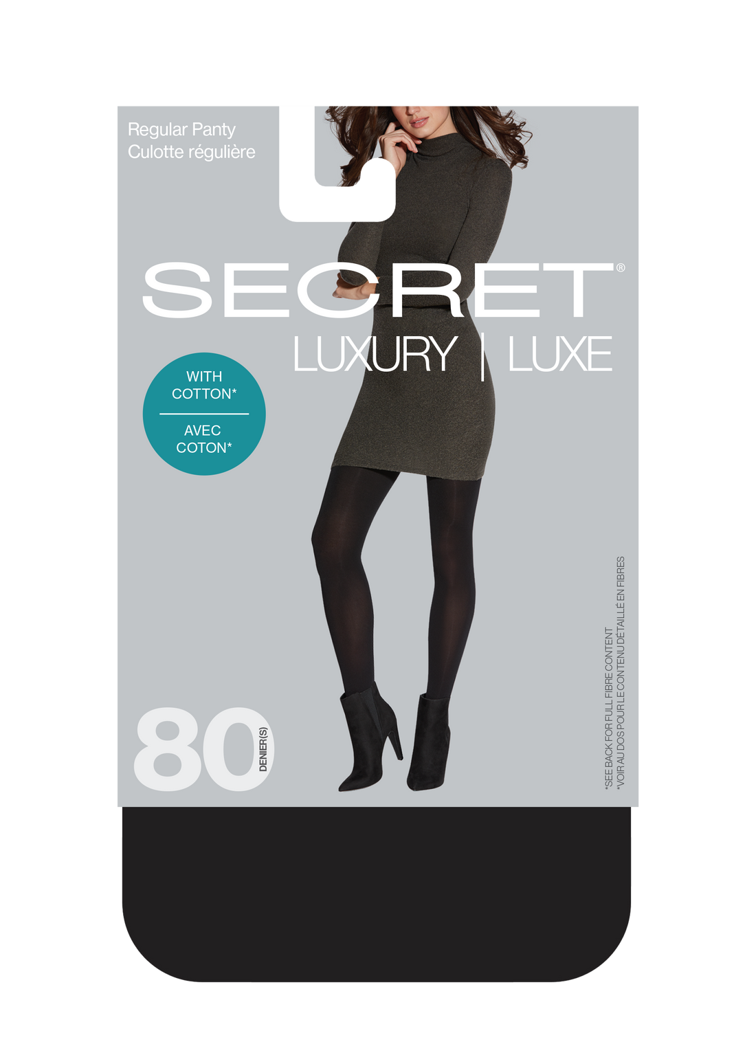 SECRET® LUXURY Super Opaque Cotton Tights | 80 Denier Sheer Black Tights With a Regular Panty