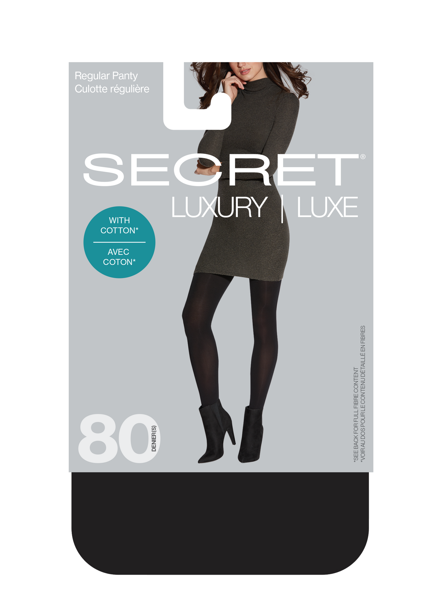 SECRET® LUXURY Super Opaque Cotton Tights | 80 Denier Sheer Black Tights With a Regular Panty