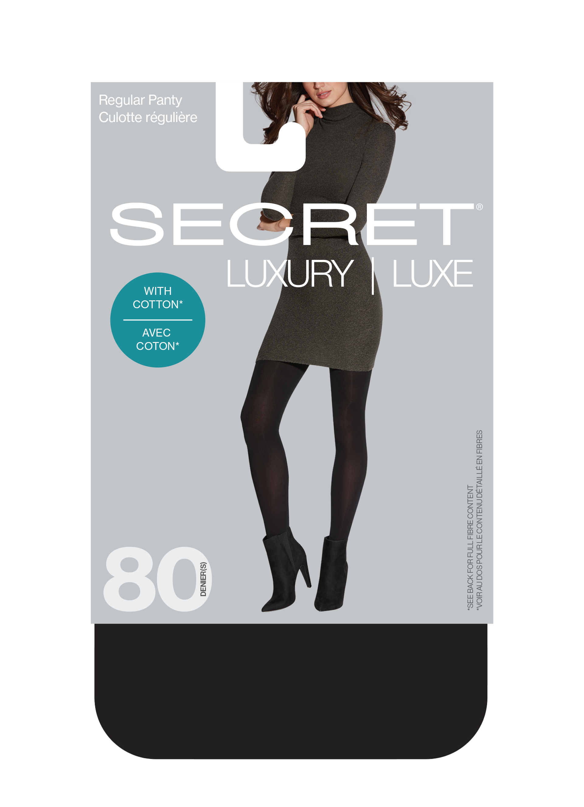 SECRET® LUXURY Super Opaque Cotton Tights | 80 Denier Sheer Black Tights With a Regular Panty