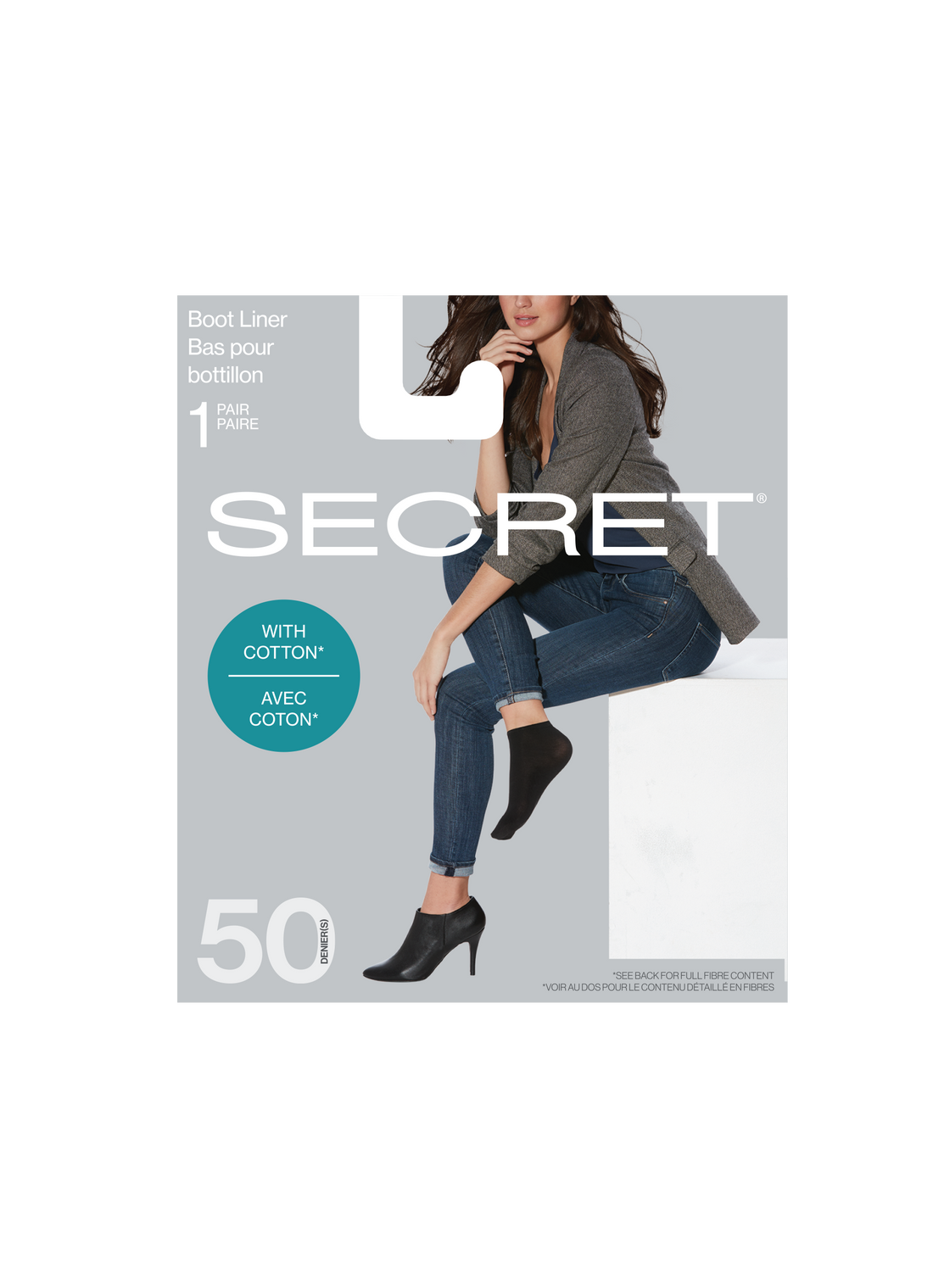 Doublure de botte en coton opaque SECRET® - 1 paire - 50 deniers