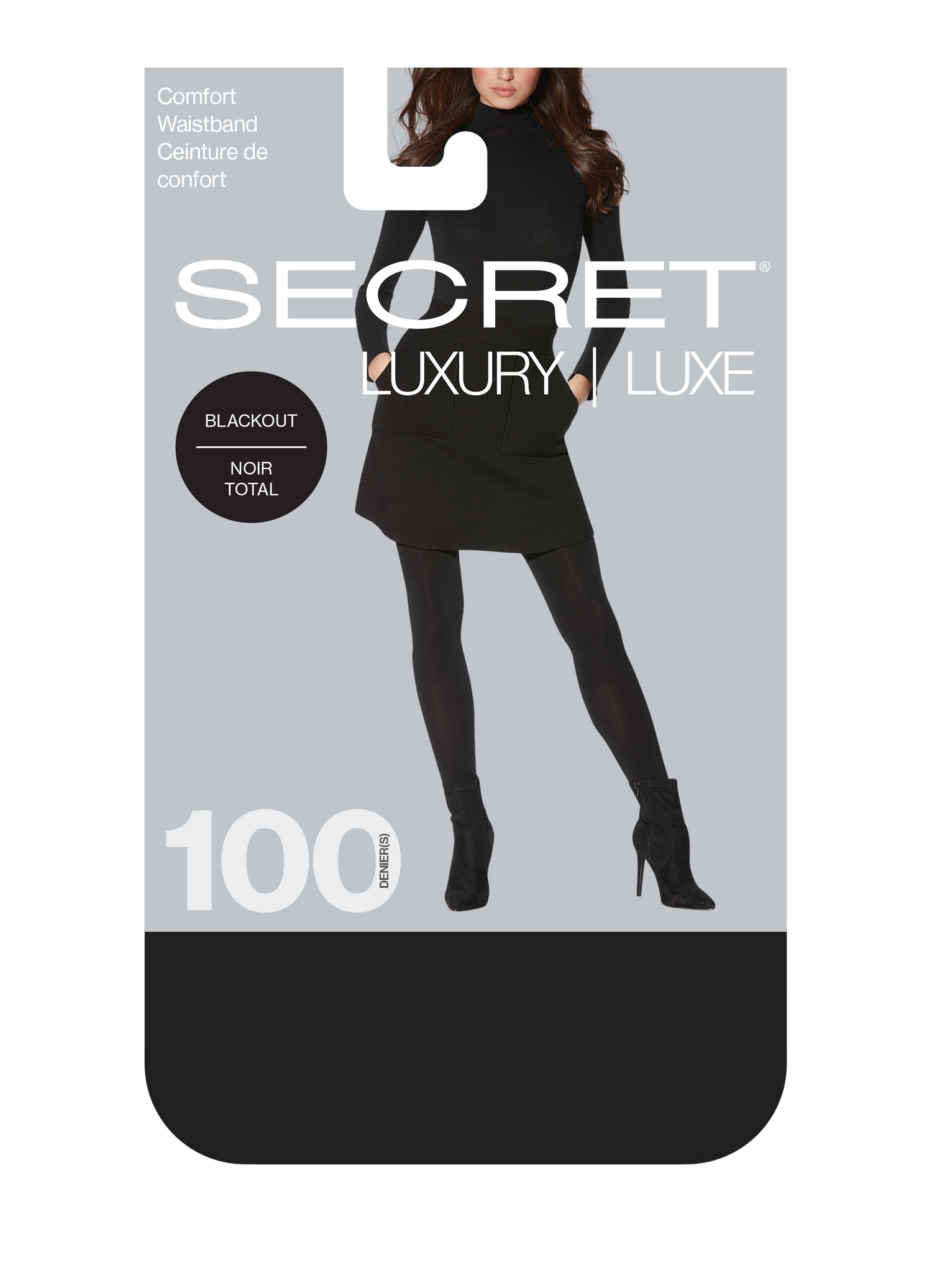 SECRET® LUXURY Super Opaque Tights | 100 Denier Sheer Black Tights With a Comfort Band