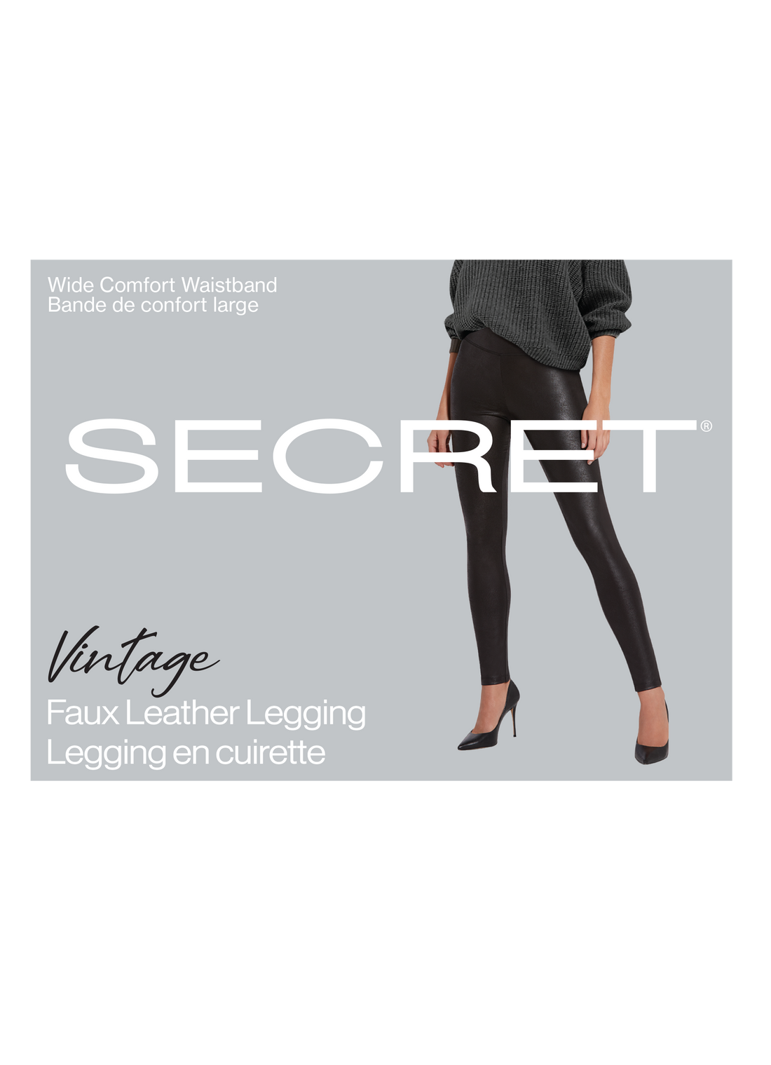 SECRET® Vintage Faux Leather Legging w/Wide Comfort Waistband
