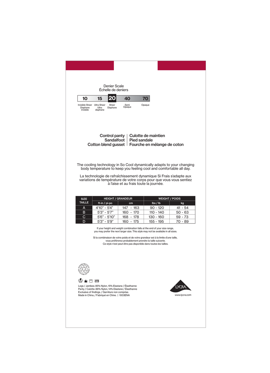 SECRET SILKY® Sheer Control Top Panty w/Sandalfoot w/HeiQ - 20 Denier