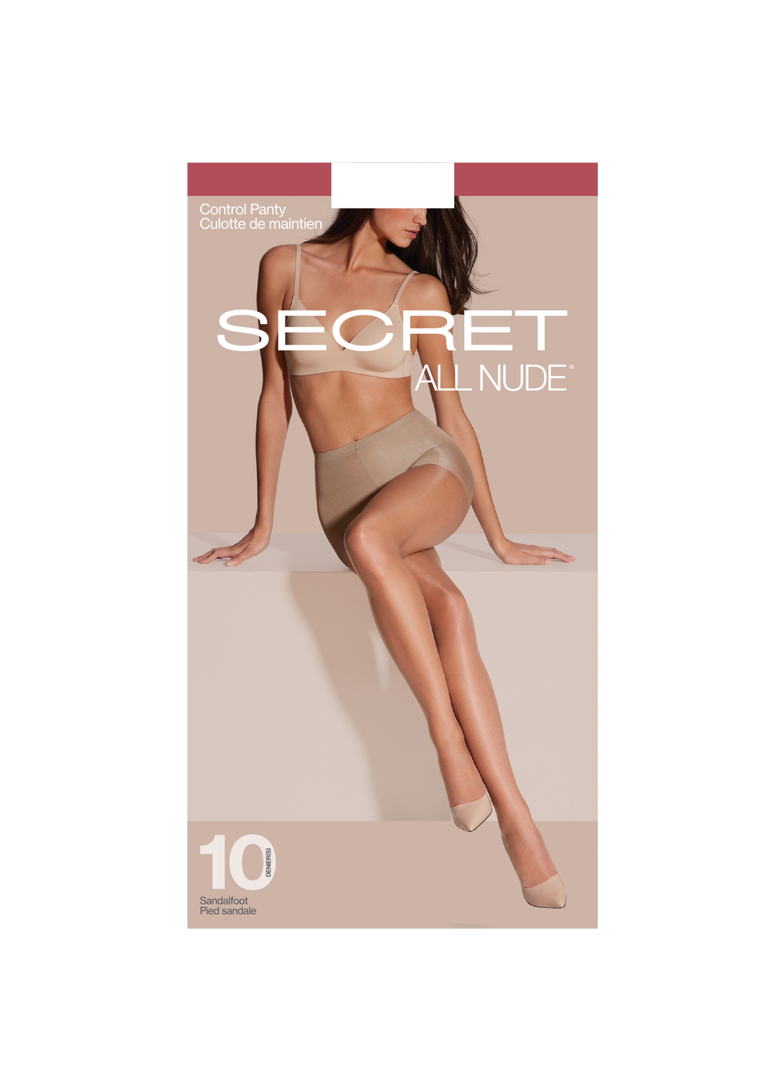 SECRET ALL NUDE® Invisible Sheer Control Top Panty w/Sandalfoot - 10 Denier