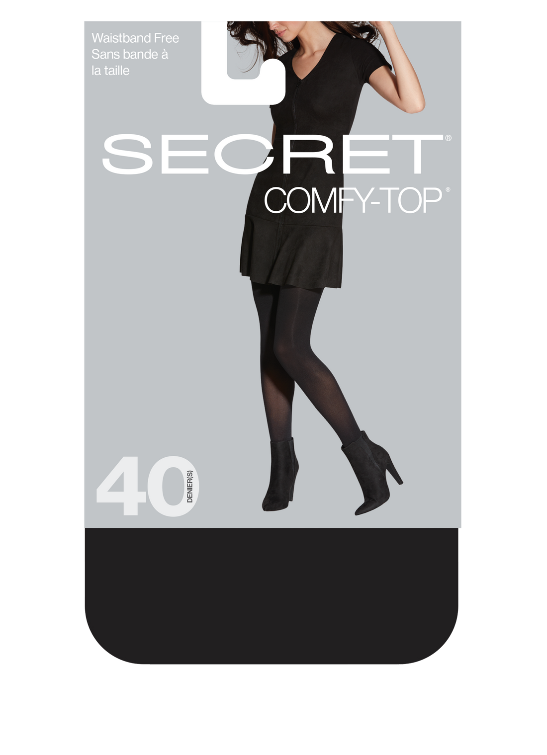 SECRET COMFY-TOP® Semi-Opaque Tights | 40 Denier Comfy Tights With Waistband Free Panty