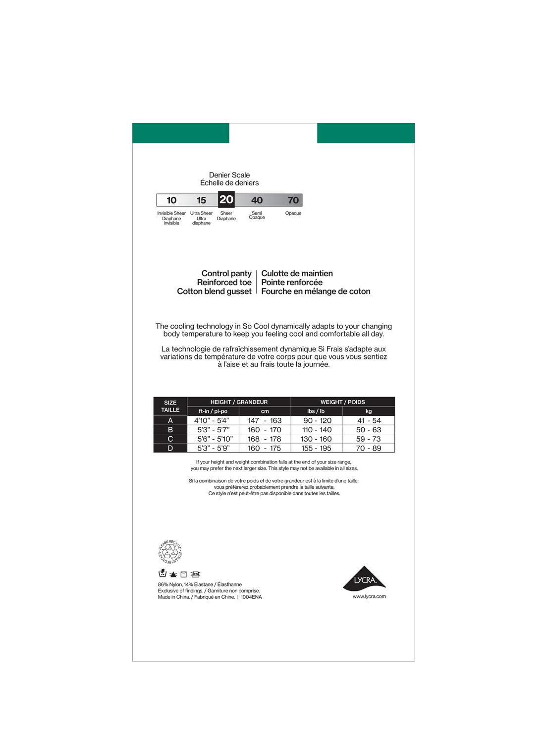 SECRET SILKY® Sheer Control Top Panty w/Reinforced Toe w/HeiQ - 20 Denier