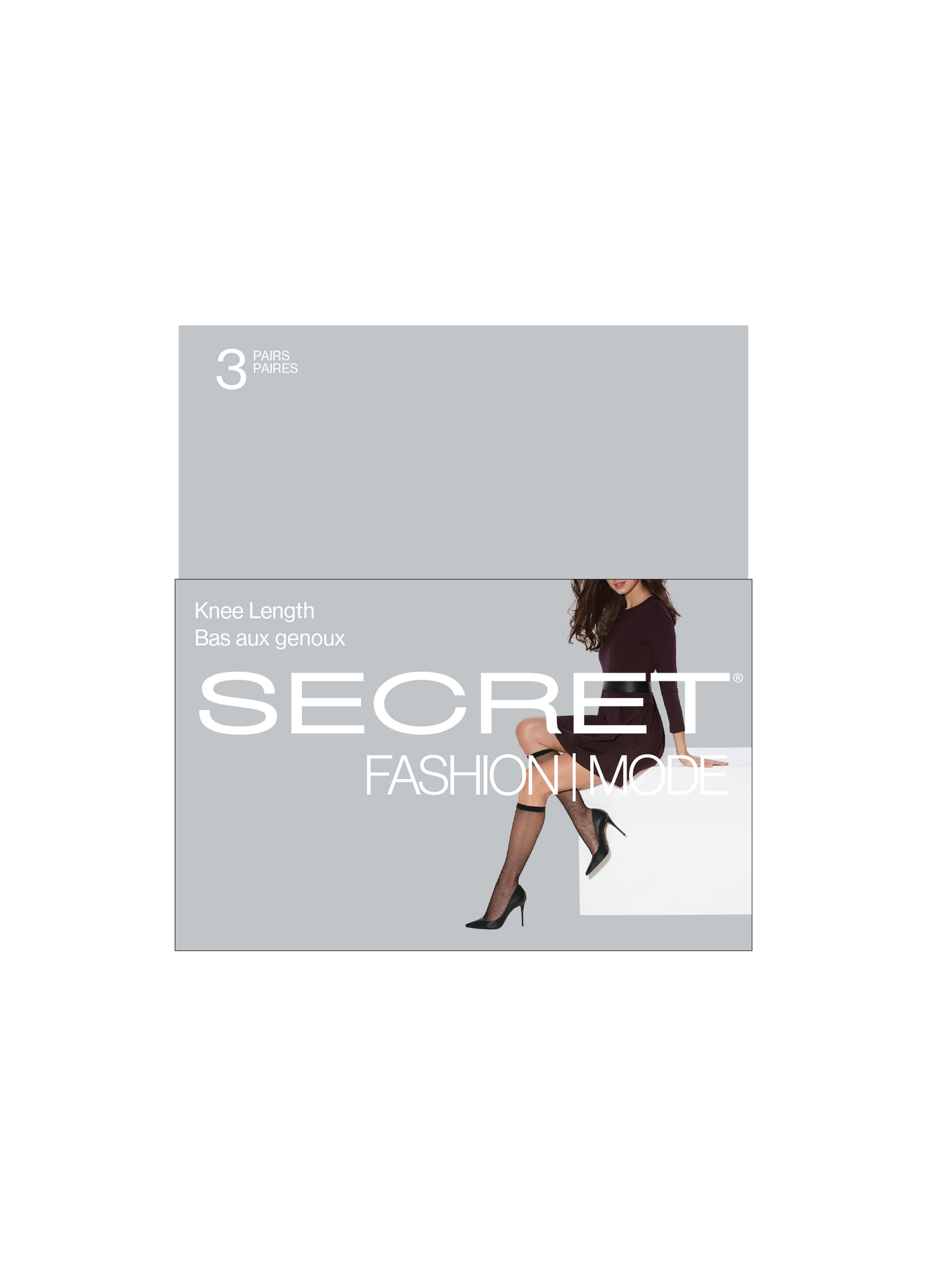 SECRET® - Knee Length - 1 Semi-opaque and 2 Fashion pairs