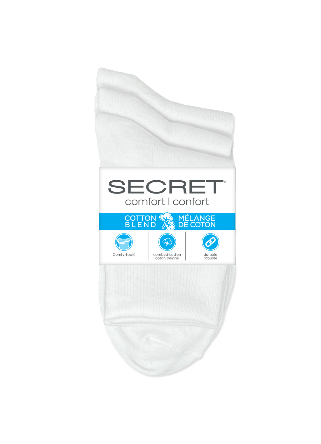 Manchette retournée en coton confort SECRET® - 3 paires