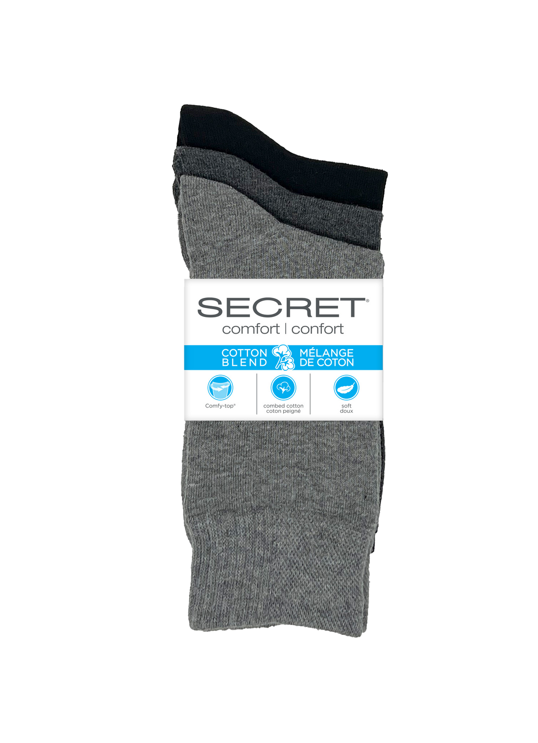 SECRET® Comfort Cotton Flat Knit Crew - 3 Pairs