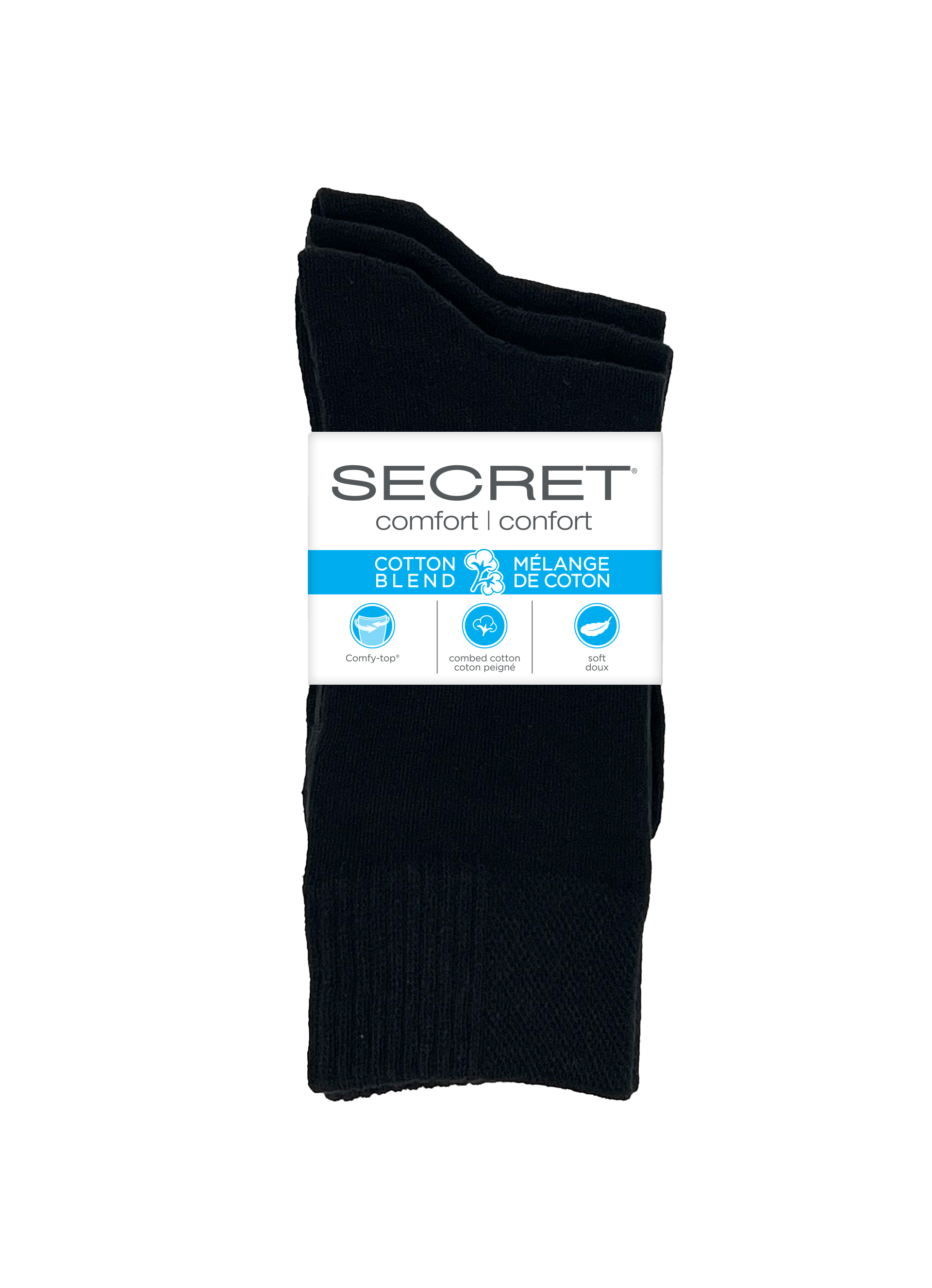 SECRET® Comfort Cotton Flat Knit Crew - 3 Pairs