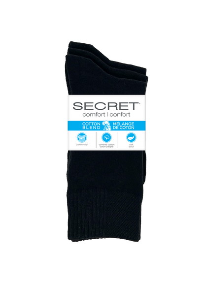 SECRET® Comfort Cotton Flat Knit Crew - 3 paires