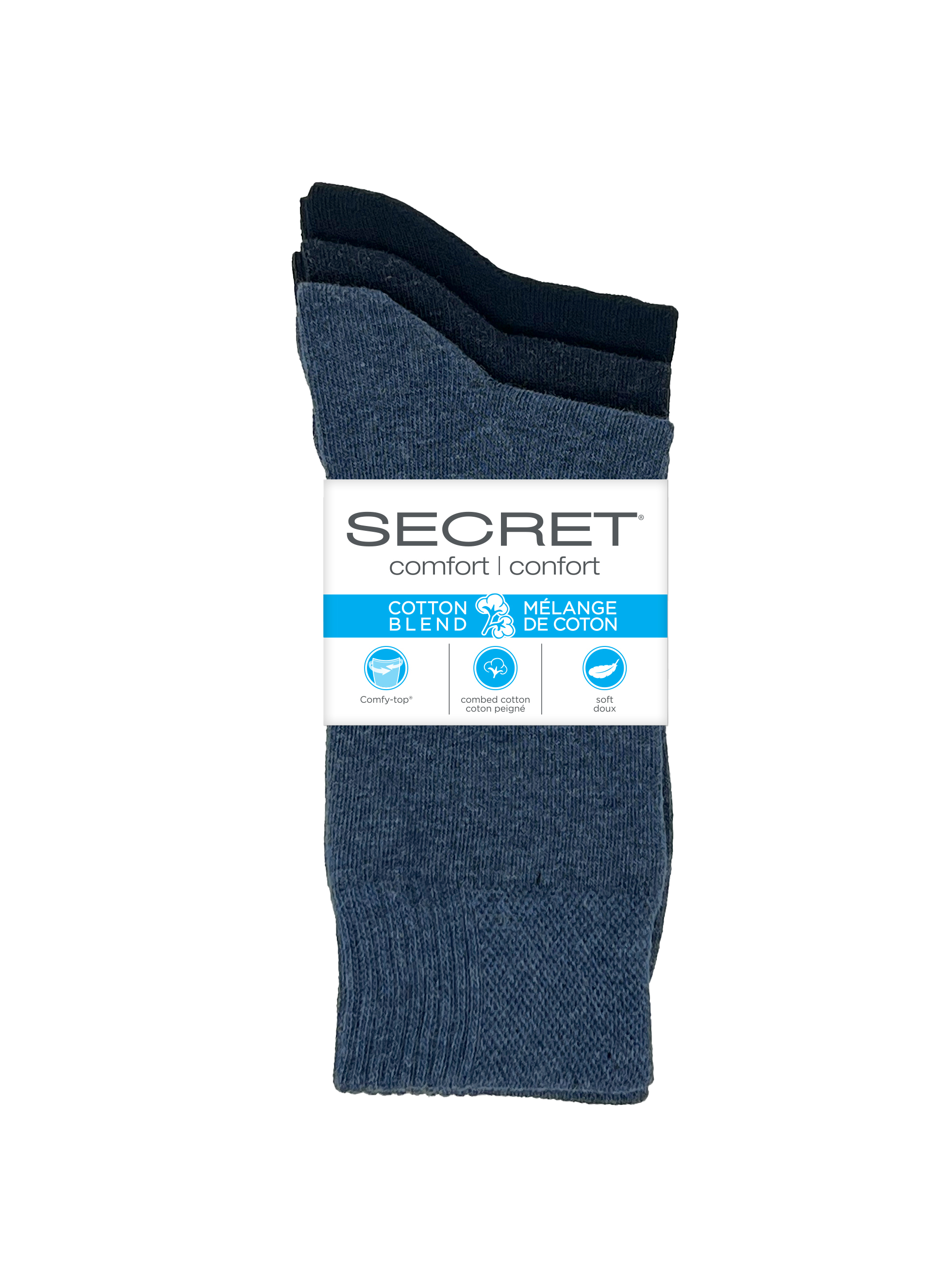 SECRET® Comfort Cotton Flat Knit Crew - 3 Pairs