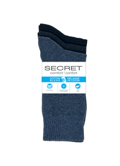 SECRET® Comfort Cotton Flat Knit Crew - 3 paires