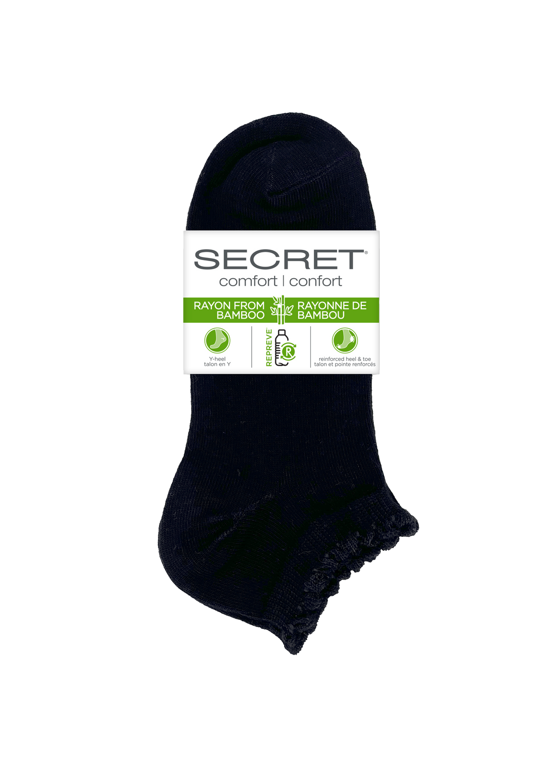 SECRET® Comfort Bamboo Flat Knit festonné coupe basse - 3 paires