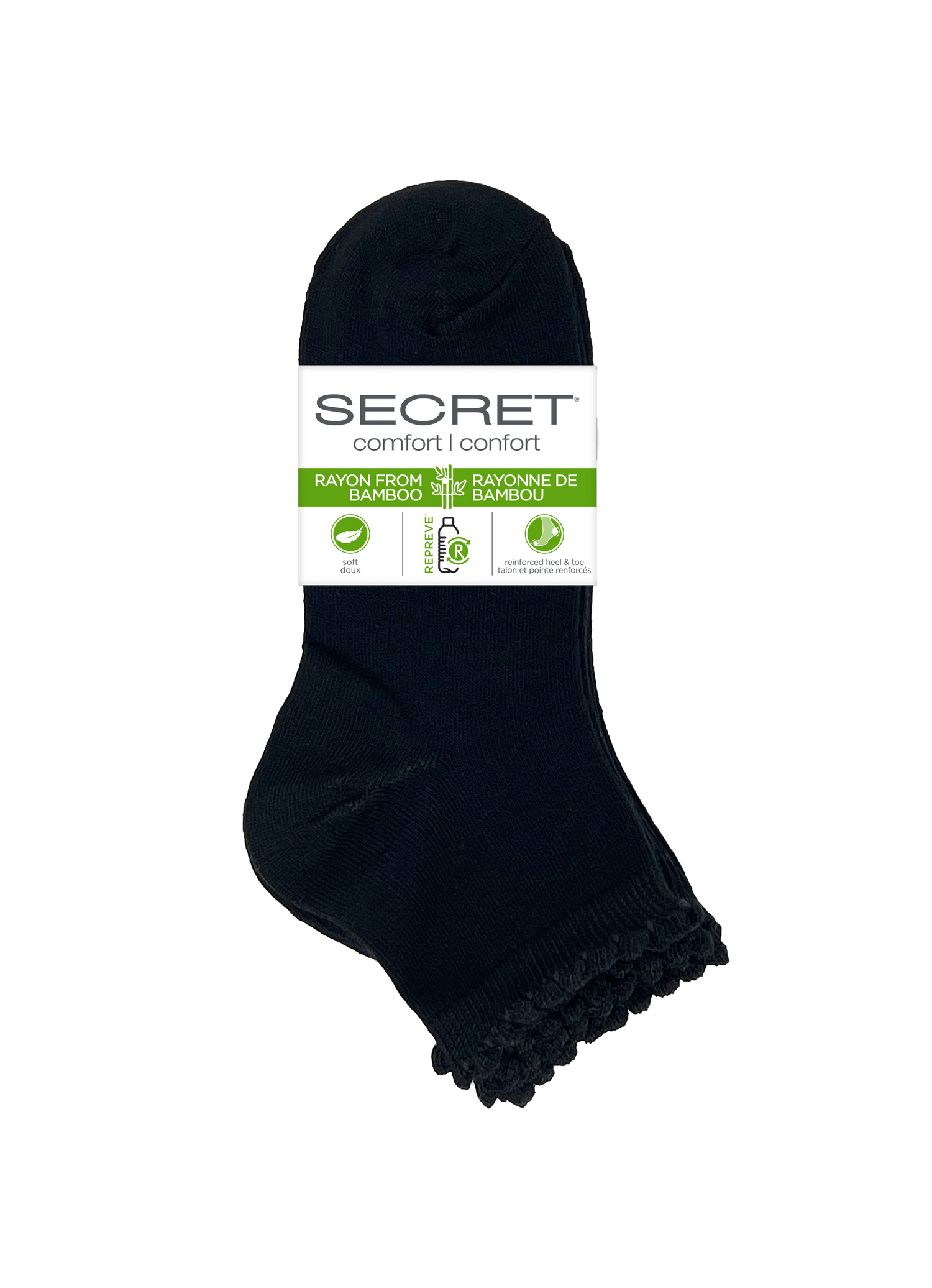 SECRET® Comfort Bamboo Flat Knit festonné coupe basse - 3 paires