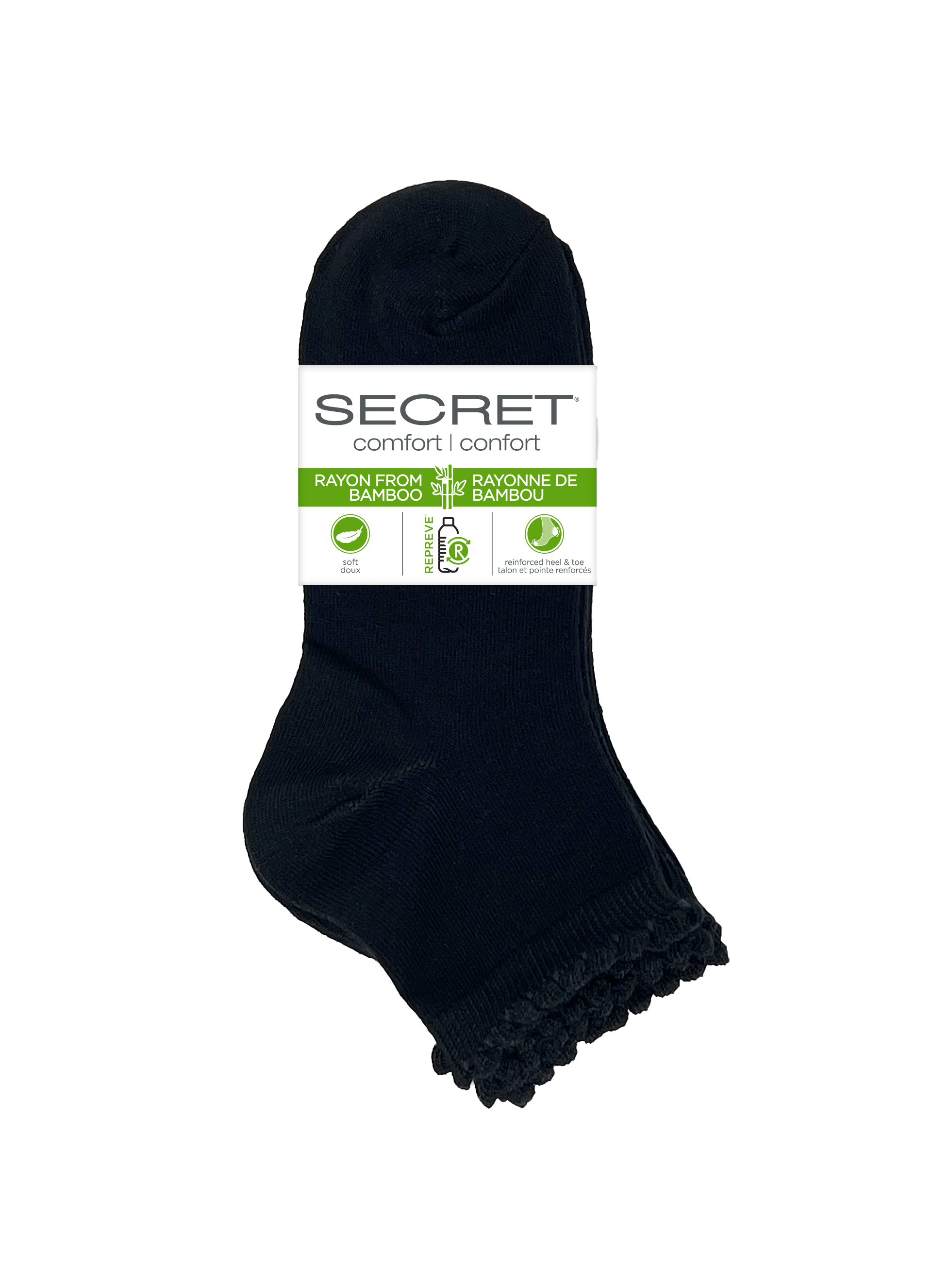 SECRET® Comfort Bamboo Flat Knit festonné coupe basse - 3 paires