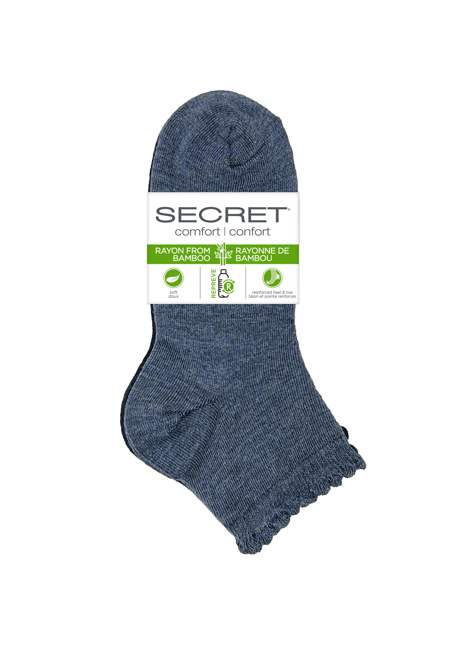 SECRET® Comfort Bamboo Flat Knit festonné coupe basse - 3 paires