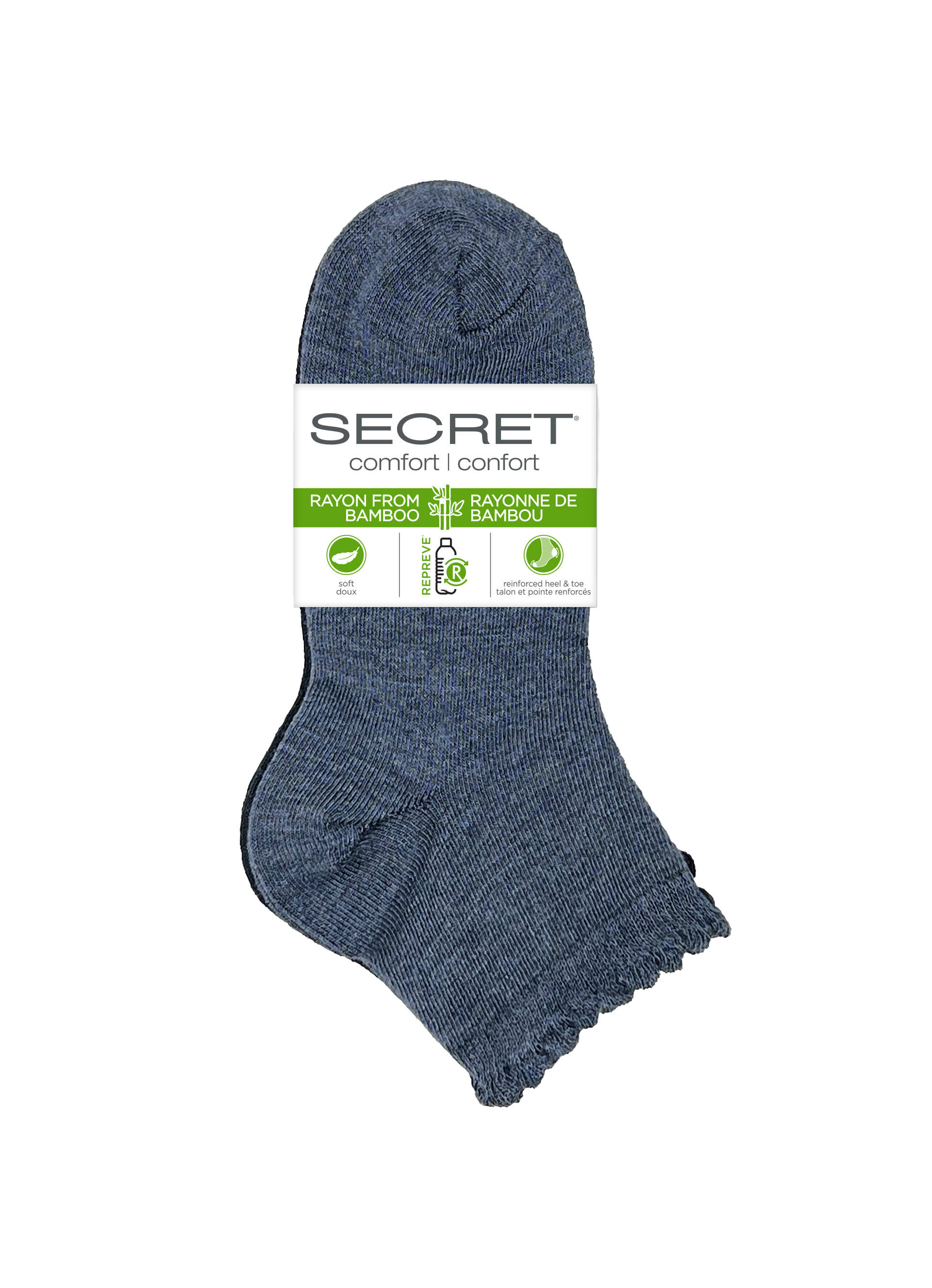 SECRET® Comfort Bamboo Flat Knit festonné coupe basse - 3 paires