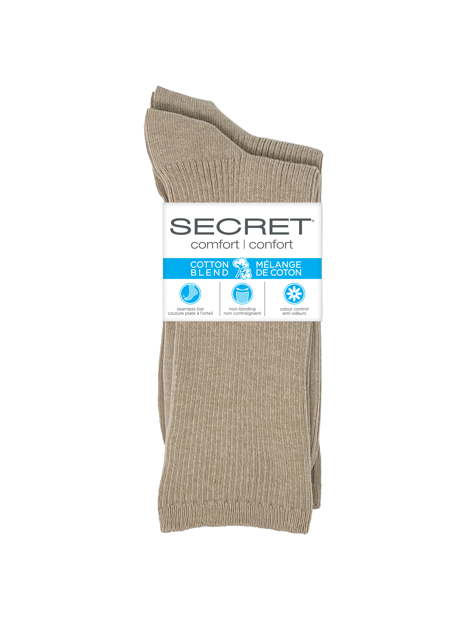 Ras du cou côtelé non contraignant en coton confort SECRET® - 2 paires