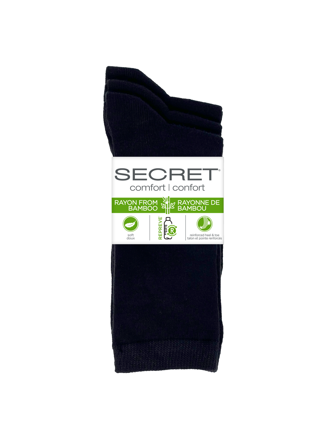 SECRET® Comfort Bamboo Flat Knit Crew - 3 paires