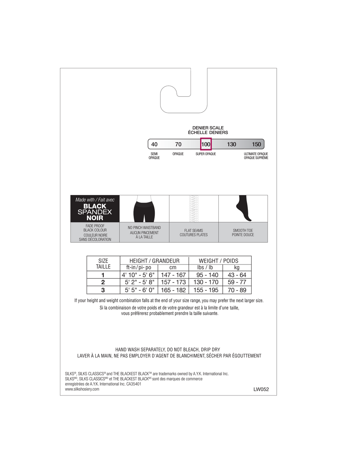 SILKS® Classics® Opaque Matte Tight | 100 Denier Black Spandex Women&