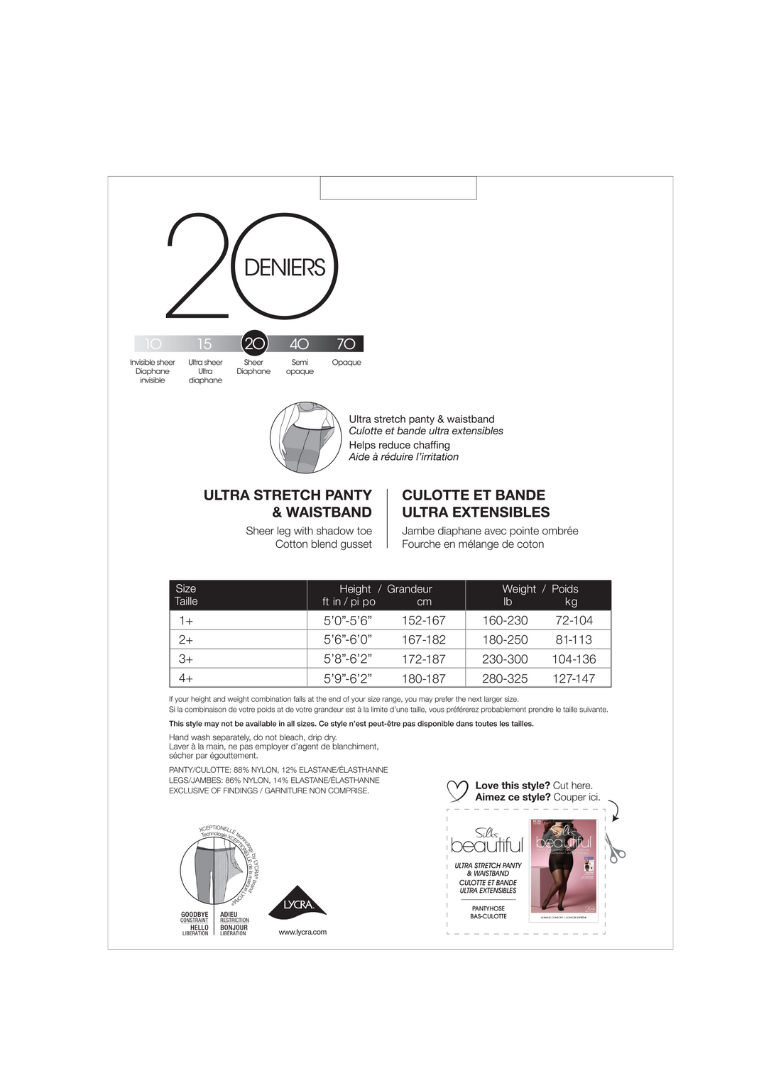 SILKS® BEAUTIFUL® Plus  Sheer Pantyhose w/Shadow toe & Comfort Panty  -  20 Denier