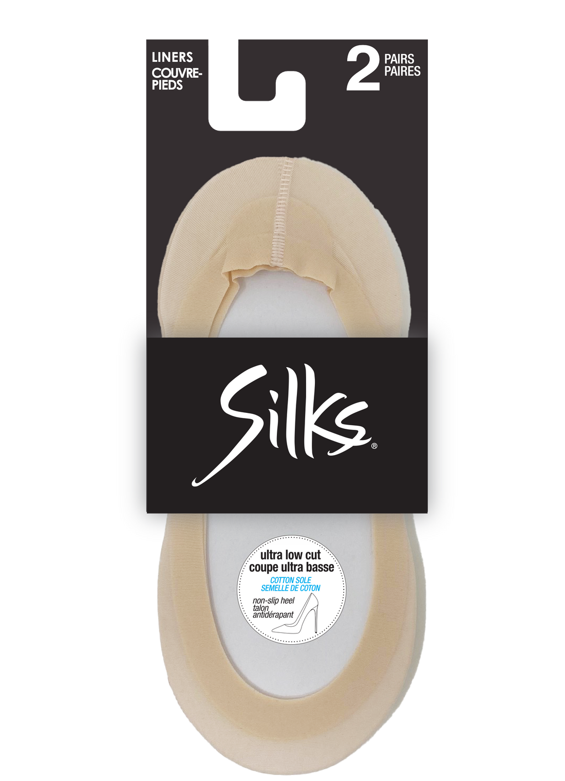 SILKS® Ultra Low Cut Cotton Sole  Liner - 2 Pairs