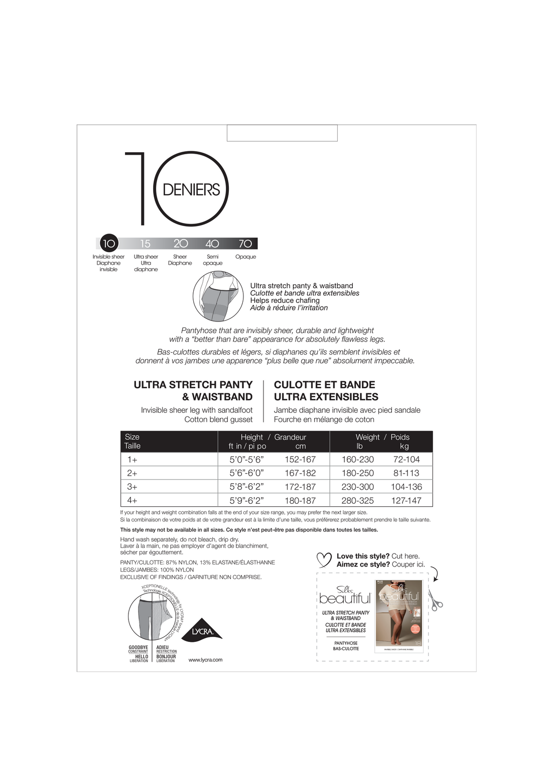 SILKS® BEAUTIFUL® Plus Ultra Sheer Pantyhose w/Sandalfoot  & Comfort Panty - 10 Denier