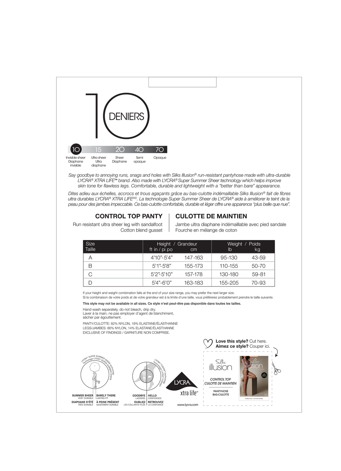 SILKS® Illusion® Run-Resistant Ultra Sheer Control Top Pantyhose w/Sandalfoot - 10 Denier