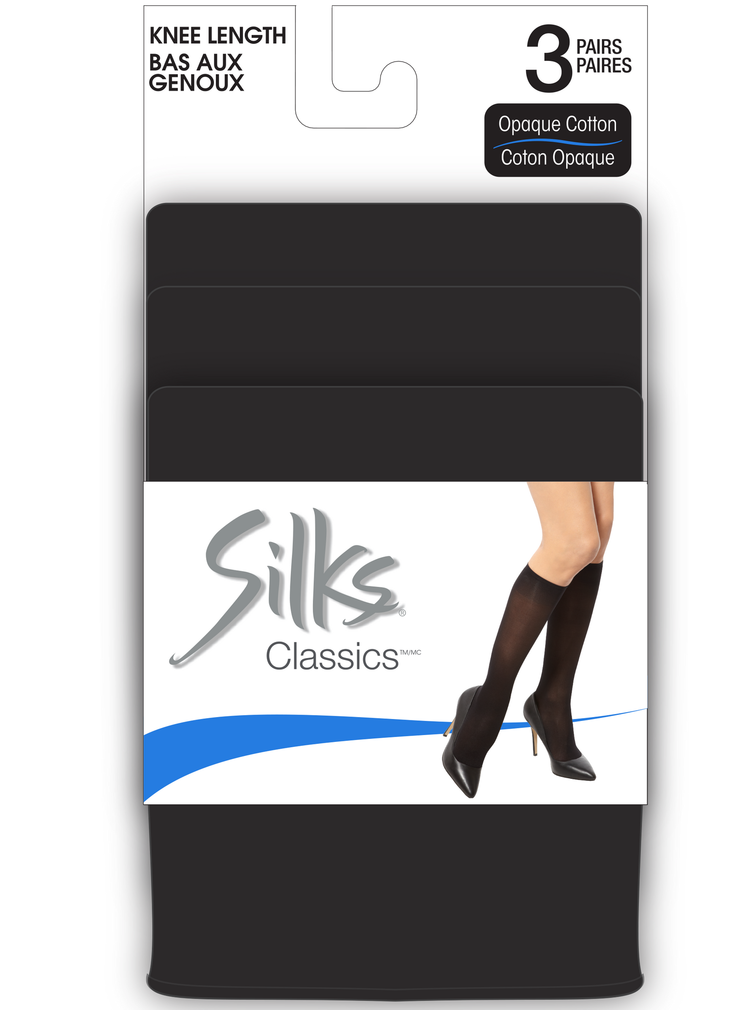 SILKS® Classics® Opaque Cotton Knee High -  3 Pairs - 50 Denier