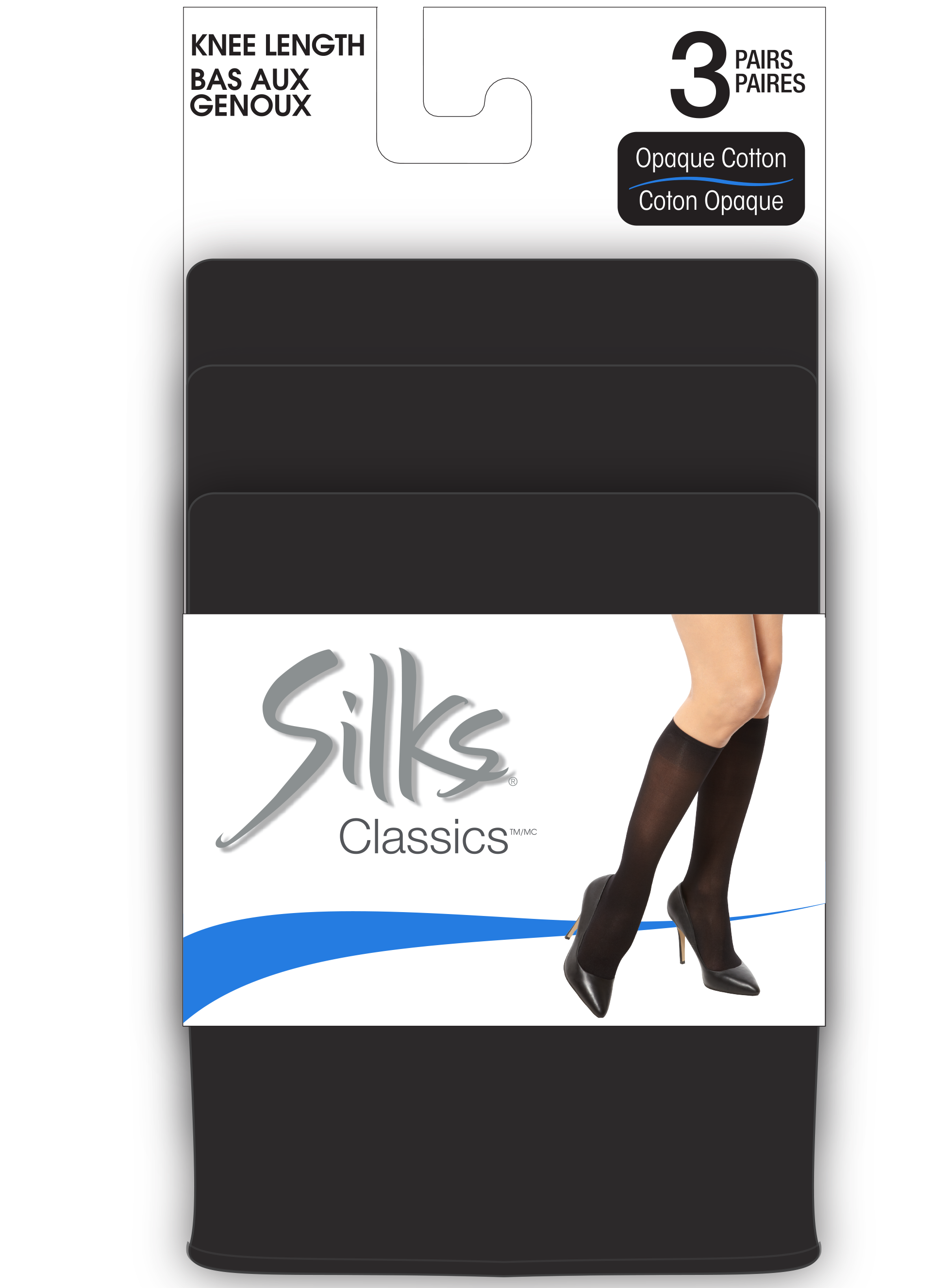 SILKS® Classics® Opaque Cotton Knee High -  3 Pairs - 50 Denier