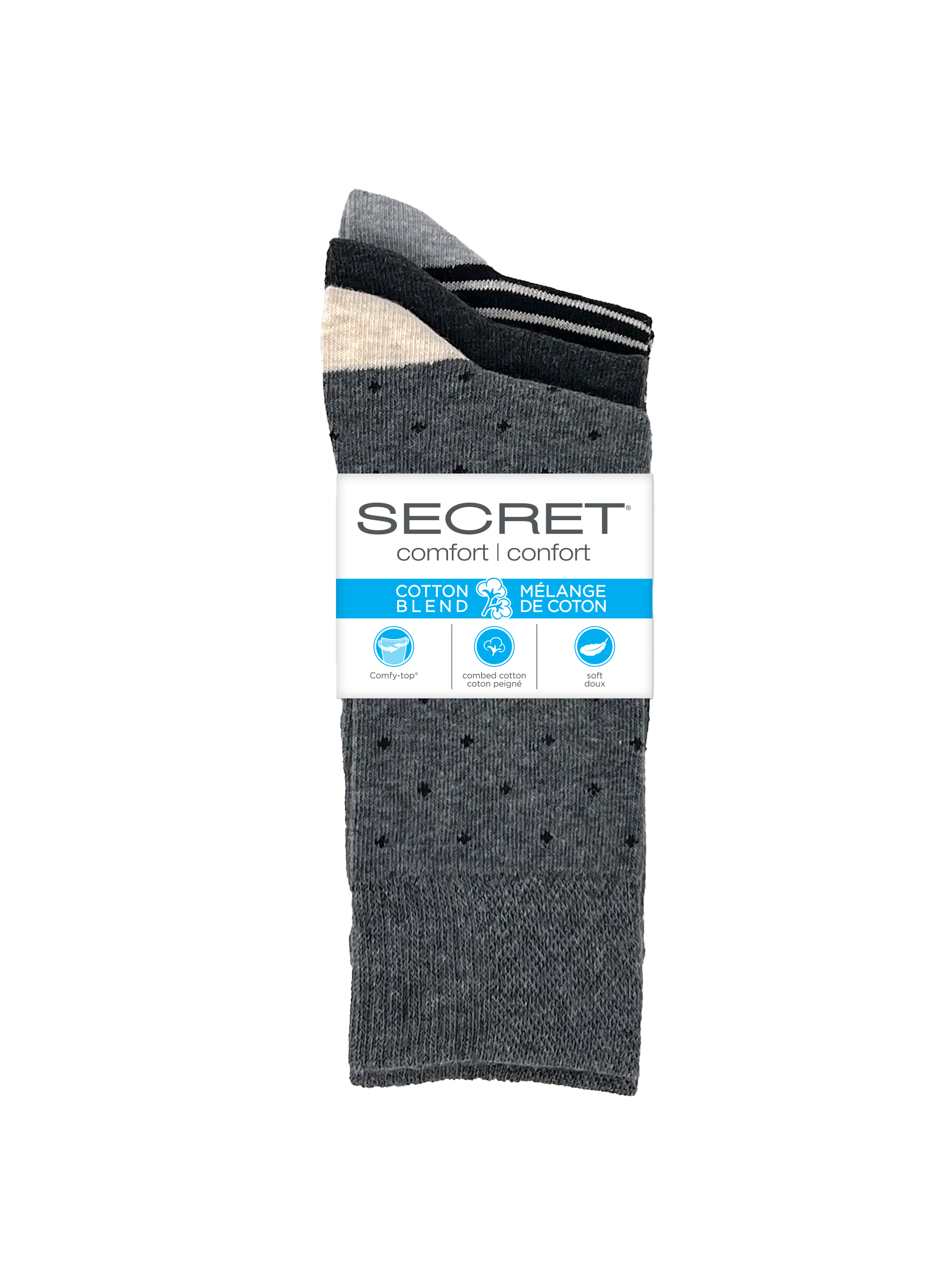 SECRET® Comfort Cotton Fashion Crew - 3 paires