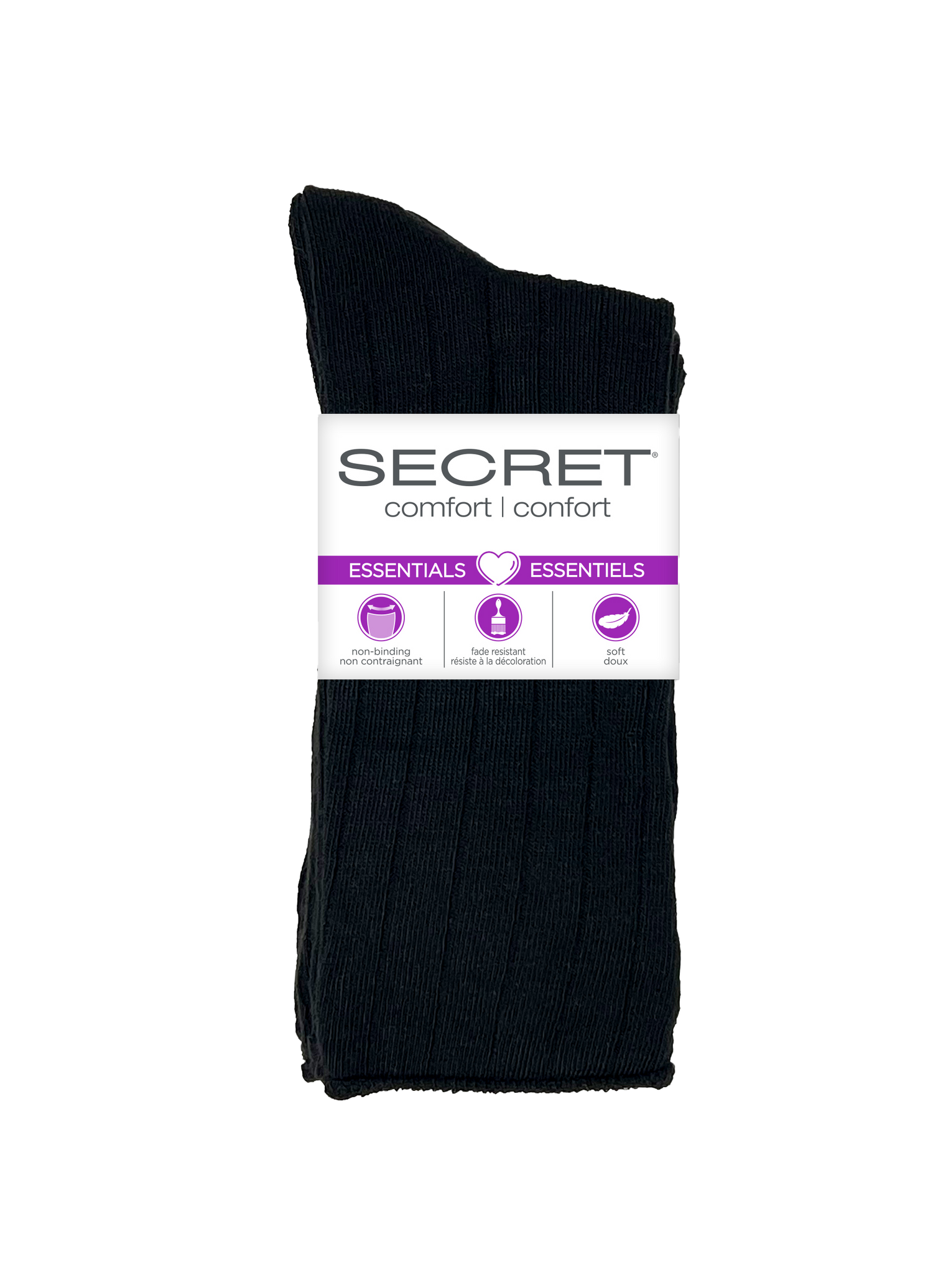 Crew côtelé non élastique SECRET® Comfort Essentials - 6 paires