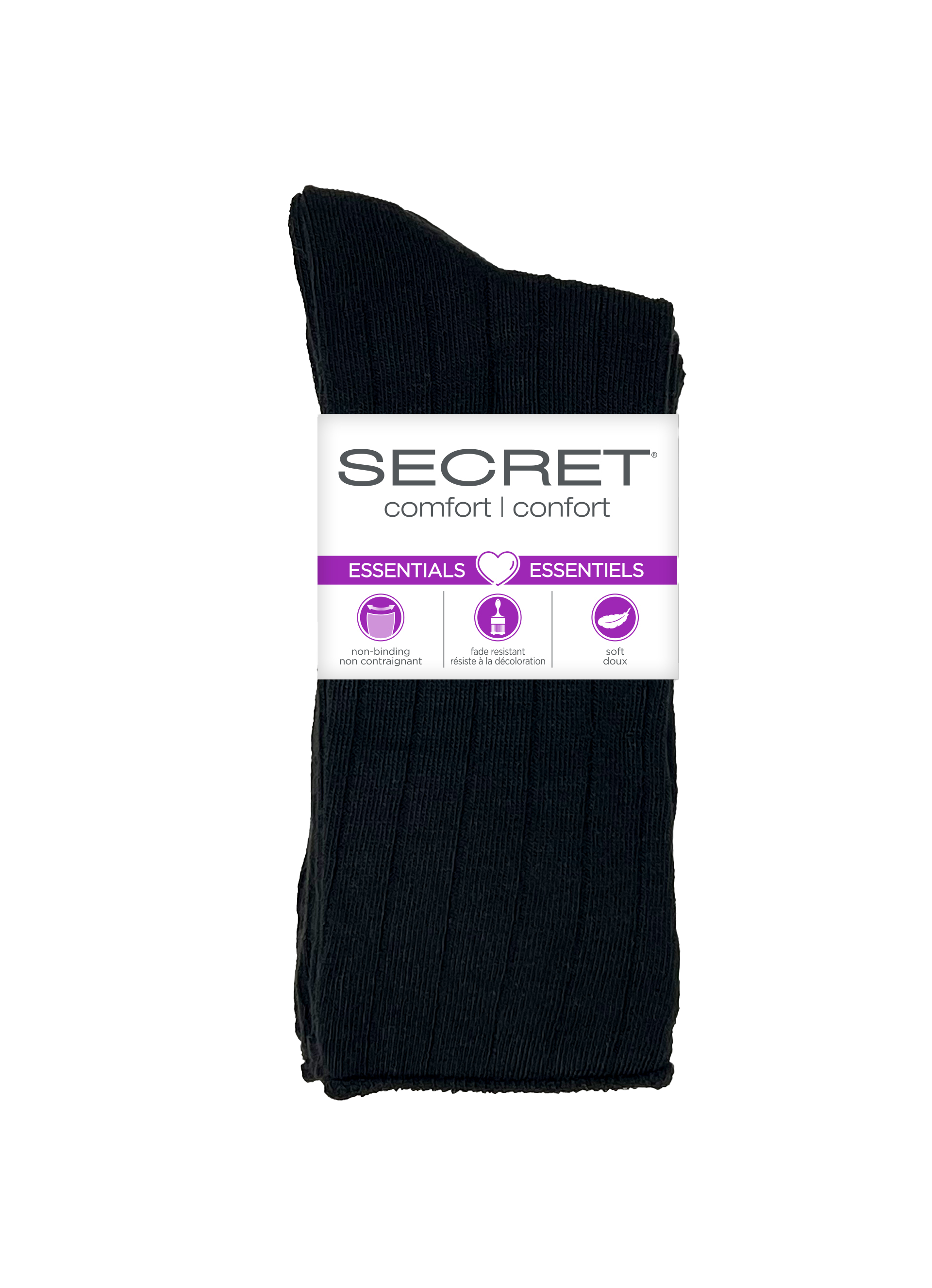 Crew côtelé non élastique SECRET® Comfort Essentials - 6 paires